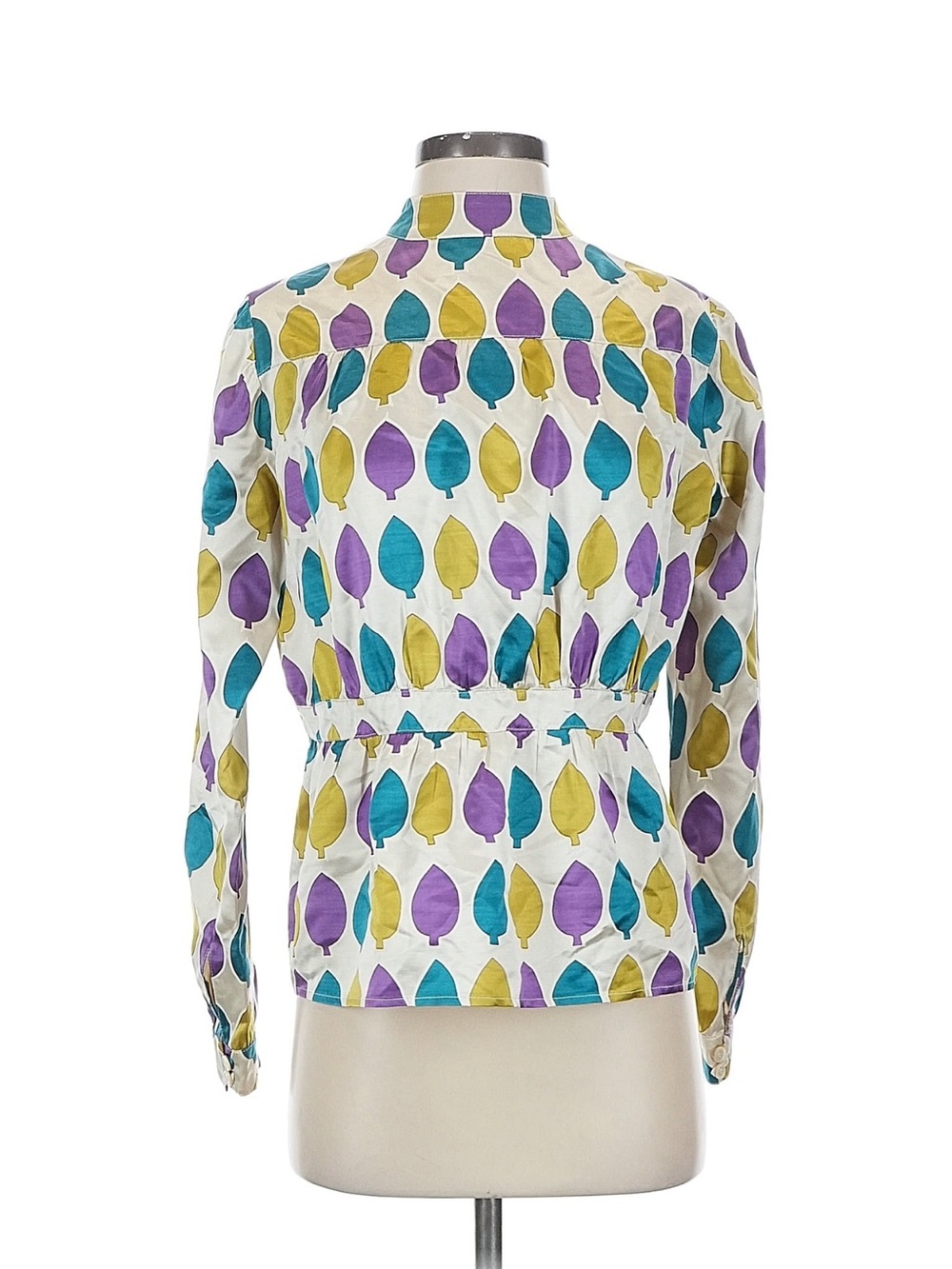 Marni Silk Graphic Leaf Print Blouse EUC Y2K Luxury Designer Italian